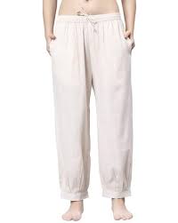 Women Relaxed Fit Joggers With Insert Pockets Cream Colour Size 4Xl