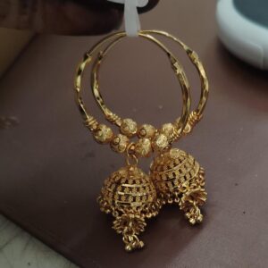Dj Dadu Gold Colour Earrings Jhumka Screw Back Beads Women Girls Brass Jhumki Earring