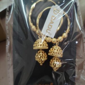 Dj Dadu Gold Colour Hoops Earring With Jhumka Brass For Women