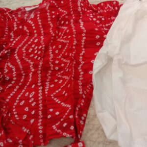 Red And White Gujarati Printed Kurta And Pajama For Kids Boys For 3 To 6 Month