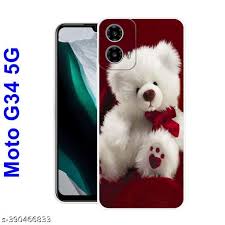 Moto G34 5G Red Colour Teddy Cover