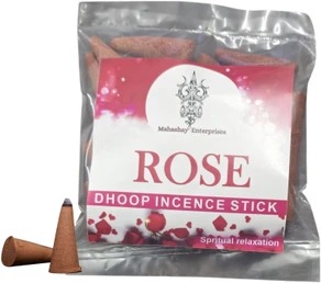 Rose Chandan Incense Dhoop Batti Cones For Pooja Dhoop Sticks 50Pcs