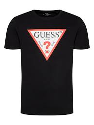 Guess Men Tri Logo T Shirt Cotton Jetbla Black Size M