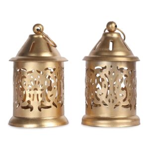 Metal Hanging Lantern Tea Light Candle Holder Pack Of 2