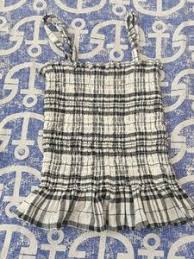 Women Tops Tunics Plaid Smocked Top Size M