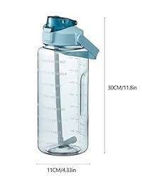 Plastic Water Bottle Sports Gym Water Bottle Time Marker Straw Multicolor 1Pcs 2000Ml