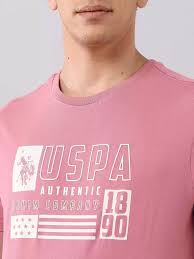 U Point S Point Polo Assn Point Denim Co Point Men Brand Logo Printed Slim Fit T Shirt Colour Pink Size M