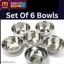 Stainless Steel Bowl Set Of 6