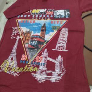 Maroon Colour T Shirt For Kids Boy And Girl Size 4 To 5Y