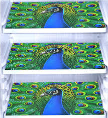 Peacock Printed Fridge Mat Pack Of 4