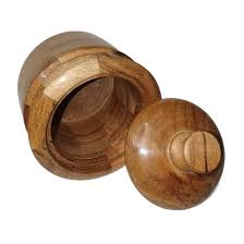 Wooden Jar And Lid Wooden Sugar Pot Bowl With Lid For Dining Table Kitchen Storage Salt Bowl