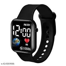 Children Kids Boys Digital 4 11 Years Led Watch Black 1Pc