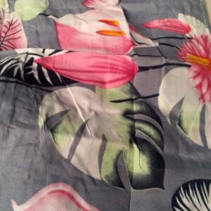 Grey Colour Printed Bedsheet For Double