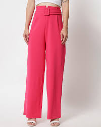 Kotty Women Magenta Colour Trouser With Cotton Belt Size 34