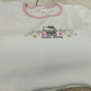 White Color Hello Kitty Printed Girls Crop Top Size M