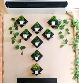 Black Color Wooden Wall Hanging Set Of 8 For Home Decor