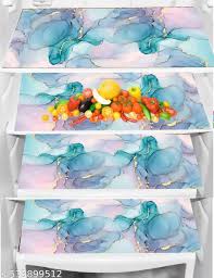 Multicolor Printed Fridge Mat Set Of 4