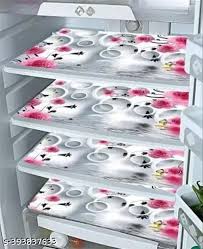 White Color Printed Fridge Mat Set Of 6