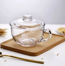 Havme Glass Cereal Bowl With Handle And Glass Lid For Oatmeal Bowl Breakfast Bowl 520Ml Clear