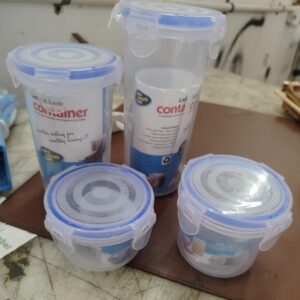 Plastic Liquid Round Airtight Food Storage Container Leak Proof Locking Container Pack Of 4