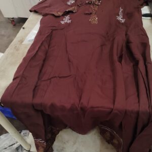 Brown Color Cotton Dress For Women Size M