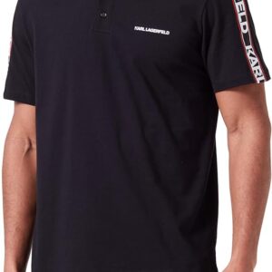 Karl Lagerfeld Black Polo Avec Logo Allonge Polo Homme T Shirt For Men Size L