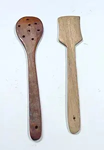 Combo Wooden Spatula Skimmer Flat Spatula Fs001 2 Pcs