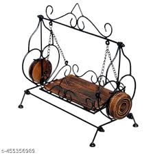 Indian Trust Arts Wooden And Wrought Iron Assembled Handmade Krishnaradha Jhula Swing For Mandir And Temple Home Decor