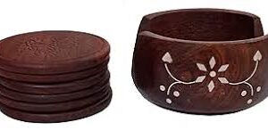 Atlantic Wood Store Wooden Handmade Drink Coasters Wood Table Coaster Set Of 6