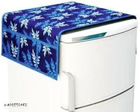 Blue Color Printed Fridge Cover