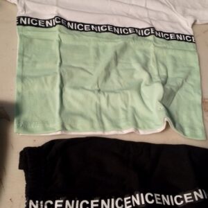 White And Green T Shirt With Black Shorts Size 24