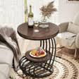 Metal Coffee Table Wooden Table 2Tier Metal Coffee Table Open Storage Office Black Brown
