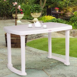 Petals Rectangular 4 Seater Virgin Plastic Dining Table 4 Seater For Dinner White 1 Pcs Desire