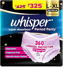 Whisper Super Absorbent Period Panty Size L To Xl 6Panties