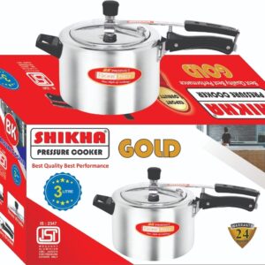Shikha Aluminium 3 Liter Gold Pressure Cooker For Home Packaging 3 Liter