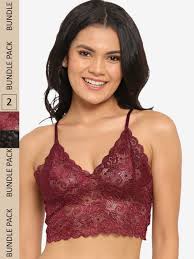 Floral Bralette Mehroon Bra 32