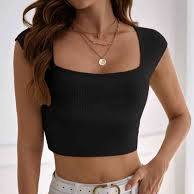 Women Black Color Crop Top Size M