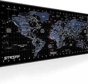 Striff World Map Extended Size 800Mm X 300Mm X 2Mm Computer Laptop Keyboard Mouse Pad Office Home World Map