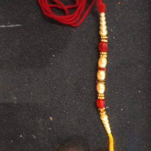 Trending Rakhi For Brother Red And Yellow Stone