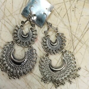 Women Silver Printed Colour Rajasthani Fancy Earrings