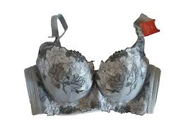 Grey Mix U W Evenly Padded Embroidered Longline Plunge Size Smaller