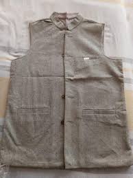 Mens Khadi Half Sleeve Jacket Colour Khadi Size L