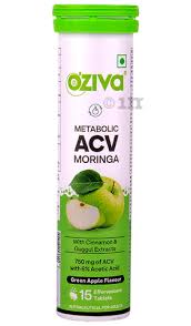 Oziva Metabolic Acv Moringa Effervescent Tablet 15 Each Green Apple