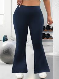 Girls High Waist Shaped Cross Tights Stretchy Full Length Bell Bottom Pants Size 36