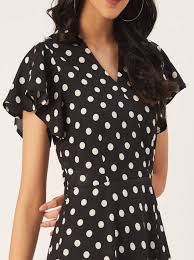 White Dot Dress For Women Black Size M