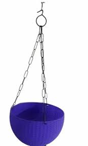 Round Plastic Hanging Pot For Home Blue 2 N