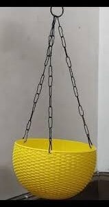 Round Plastic Hanging Pot For Home Yellow 2 N