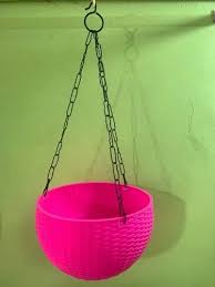 Round Plastic Hanging Pot Home Pink 2 N