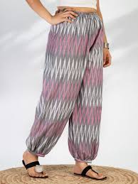 Ikat Balloon Salwar Colour Pink Grey Size 4Xl