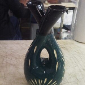 Green And Black Color Flower Ceramic Pot